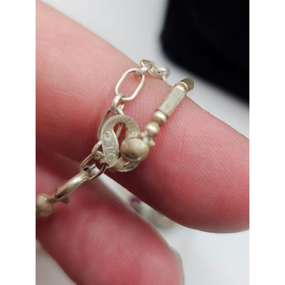 Vintage Sterling Silver Necklace With Purple & White Beads Ornate Dangles 925 Cl - Picture 4 of 9